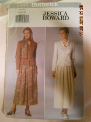 5195 FIT BUTTON PRINCESS TOP, LONG FLARE SKIRT PATTERN 14-18